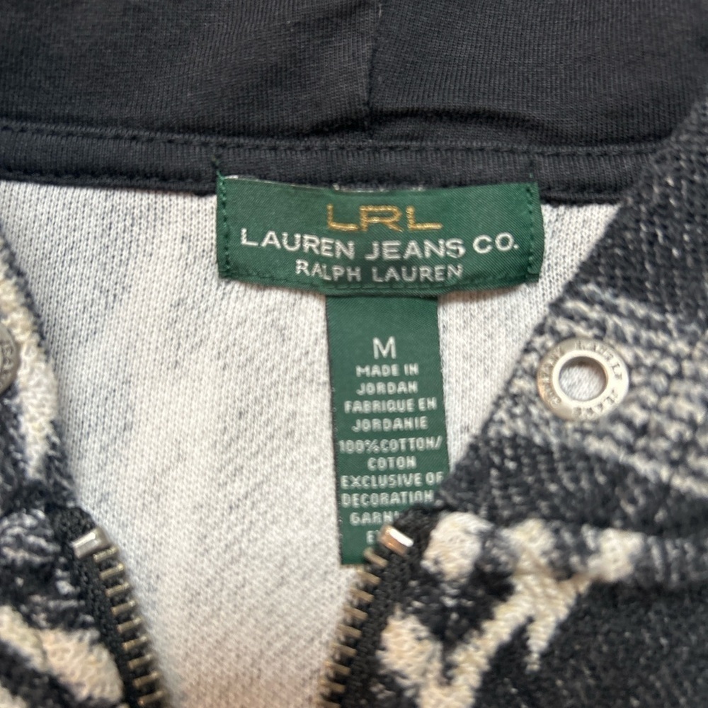Ralph Lauren Black and Cream Zip-Up Hoodie - Picture 3 of 5